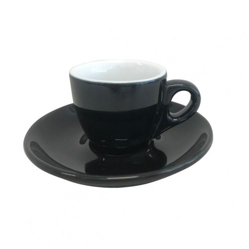 zwarte Style Koffie kop en schotel 7 cl. SET met mogelijkheid tot bedrukken